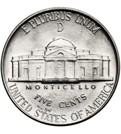 USA. 5 Cents 1945 D, “Jefferson Wartime Nickel”, Denver