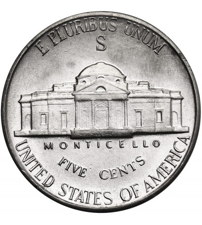 USA. 5 Cents 1945 S, “Jefferson Wartime Nickel”, San Francisco