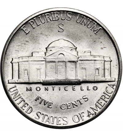 USA. 5 Cents 1944 S, “Jefferson Wartime Nickel”, San Francisco