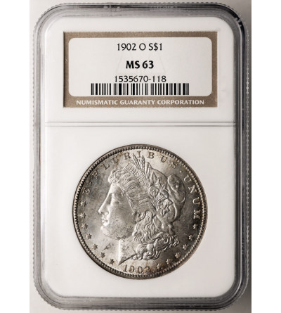 USA. Morgan Dolar, 1902 O, Nowy Orlean - NGC MS 63