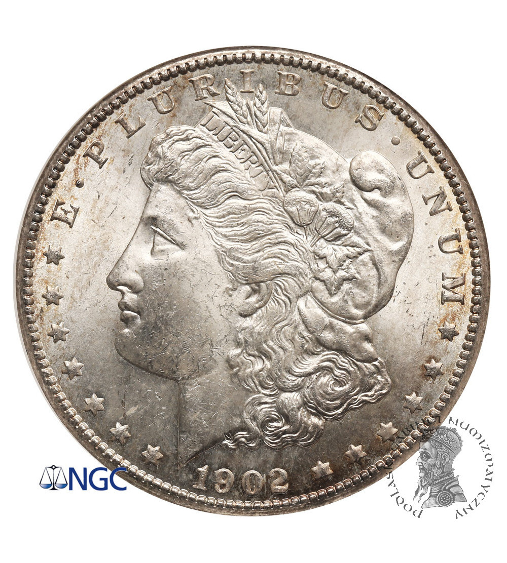 USA. Morgan Dolar, 1902 O, Nowy Orlean - NGC MS 63