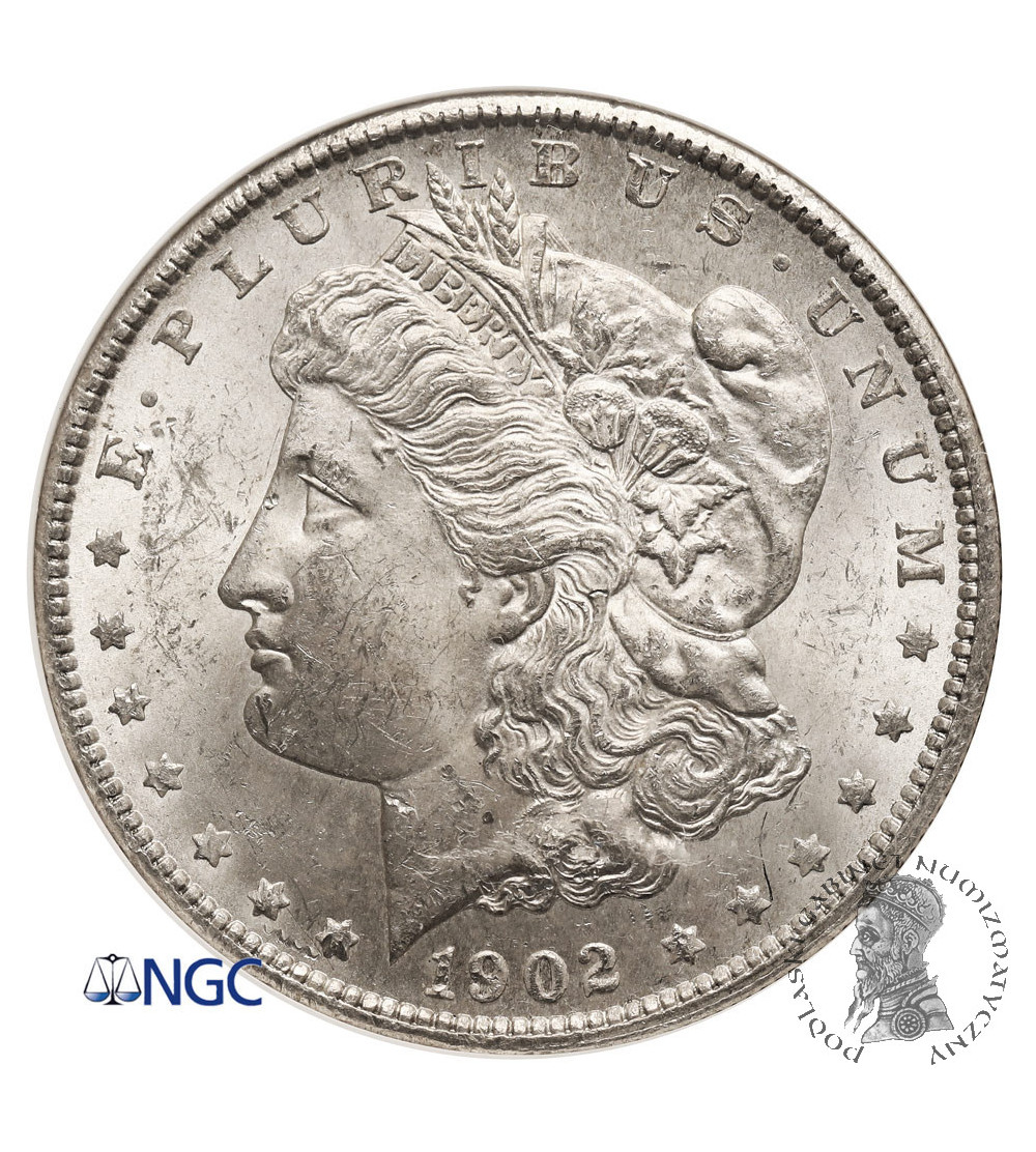 USA. Morgan Dolar, 1902 O, Nowy Orlean - NGC MS 63 USA. Morgan Dolar, 1902 O, Nowy Orlean - NGC MS 63