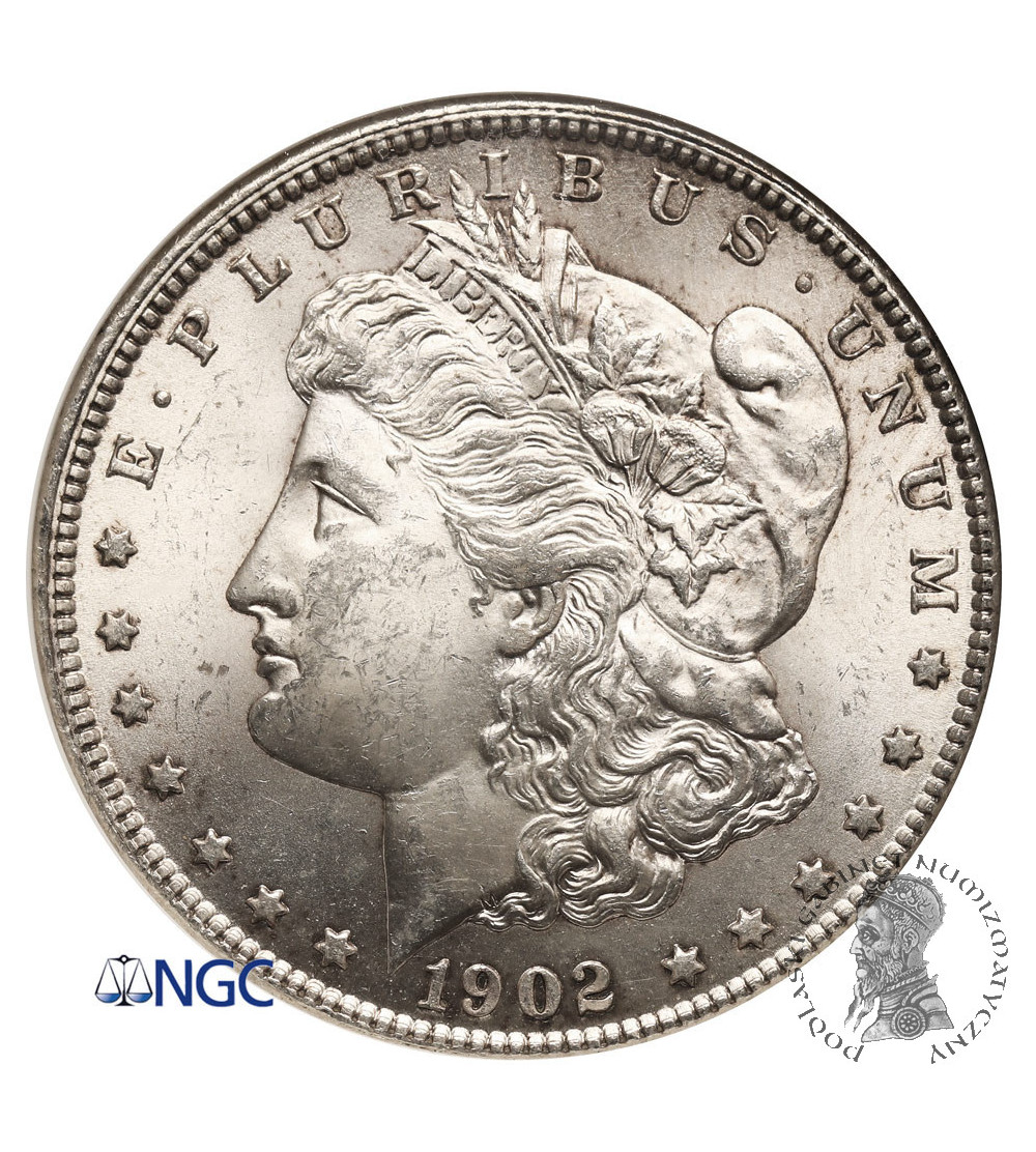 USA. Morgan Dolar, 1902 O, Nowy Orlean - NGC MS 63