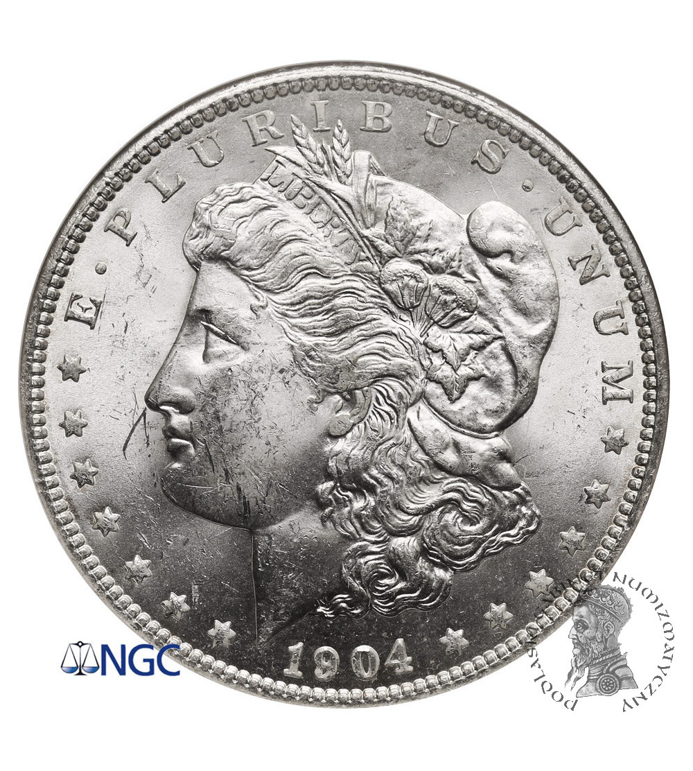 USA. Morgan Dolar 1904 O, Nowy Orlean - NGC MS 63 USA. Morgan Dolar 1904 O, Nowy Orlean - NGC MS 63