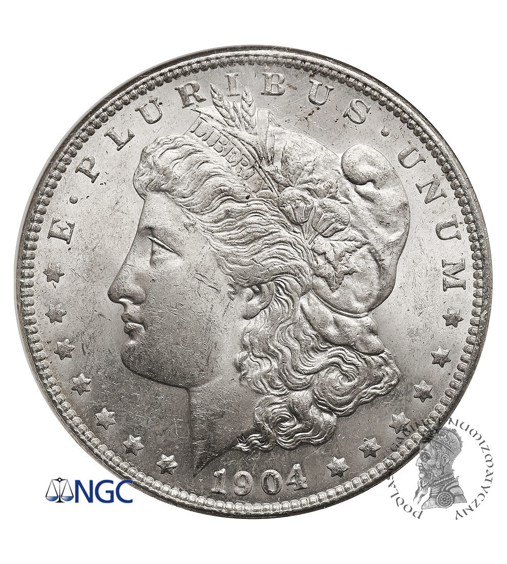 USA. Morgan Dolar 1904 O, Nowy Orlean - NGC MS 63 USA. Morgan Dolar 1904 O, Nowy Orlean - NGC MS 63