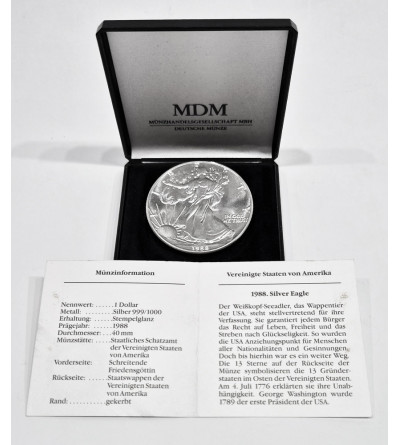 USA. 1 dolar ,,American Silver Eagle" 1988 - Ag 1 Oz
