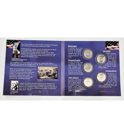 USA. Set of 5 x 25 Cents (Quarter Dollar) 1999, Accession of Additional States to the American Federation