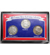USA. Collection of 3 Silver coins, “20th Century Silver Half Dollar Collection”: Franklin, Walking Liberty, Kennedy