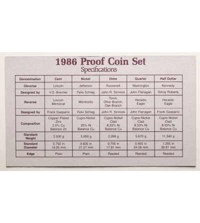 USA. Proof set 1986 S, San Francisco