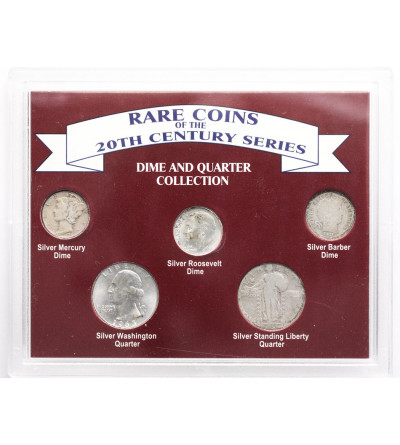 USA. Kolekcja 5 srebrnych monet ,,Dime and Quarter Collection"