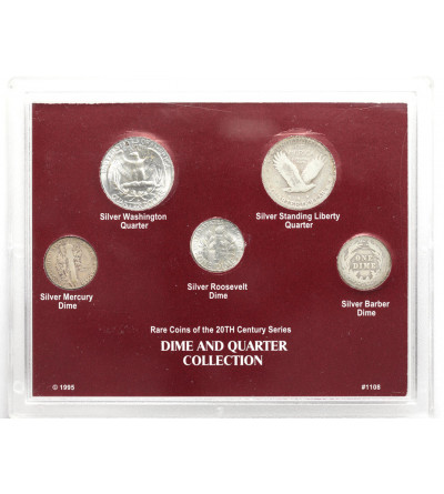 USA. Kolekcja 5 srebrnych monet ,,Dime and Quarter Collection"