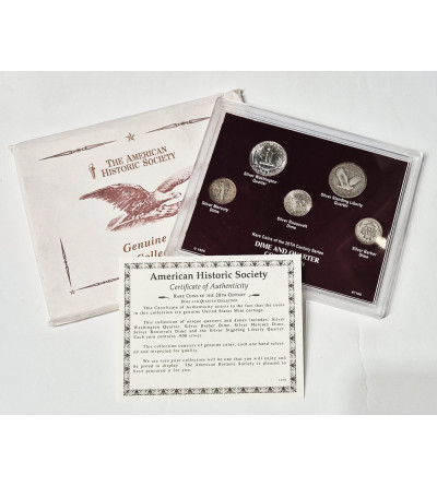 USA. Kolekcja 5 srebrnych monet ,,Dime and Quarter Collection"