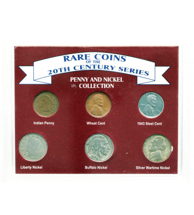 USA. Collection of 6 coins, “Penny and Nickel Collection”