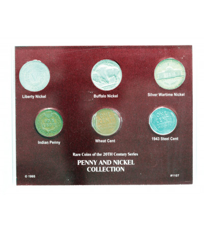 USA. Collection of 6 coins, “Penny and Nickel Collection”