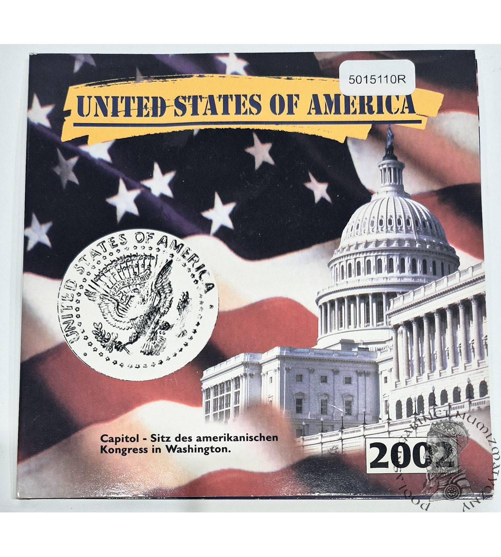 USA. Set of 5 x 25 Cents (Quarter Dollar) 2002, Accession of Additional States to the American Federation