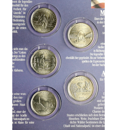 USA. Set of 5 x 25 Cents (Quarter Dollar) 2003, Accession of Additional States to the American Federation