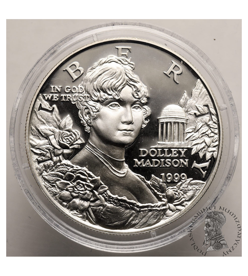 USA. 1 dolar 1999 P, Filadelfia, Dolley Madison, Montpelier - Proof