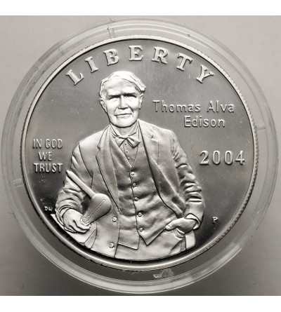 USA. 1 Dollar 2004 P, Philadelphia, 125th anniversary of the invention of the light bulb, Thomas Alva Edison - Proof