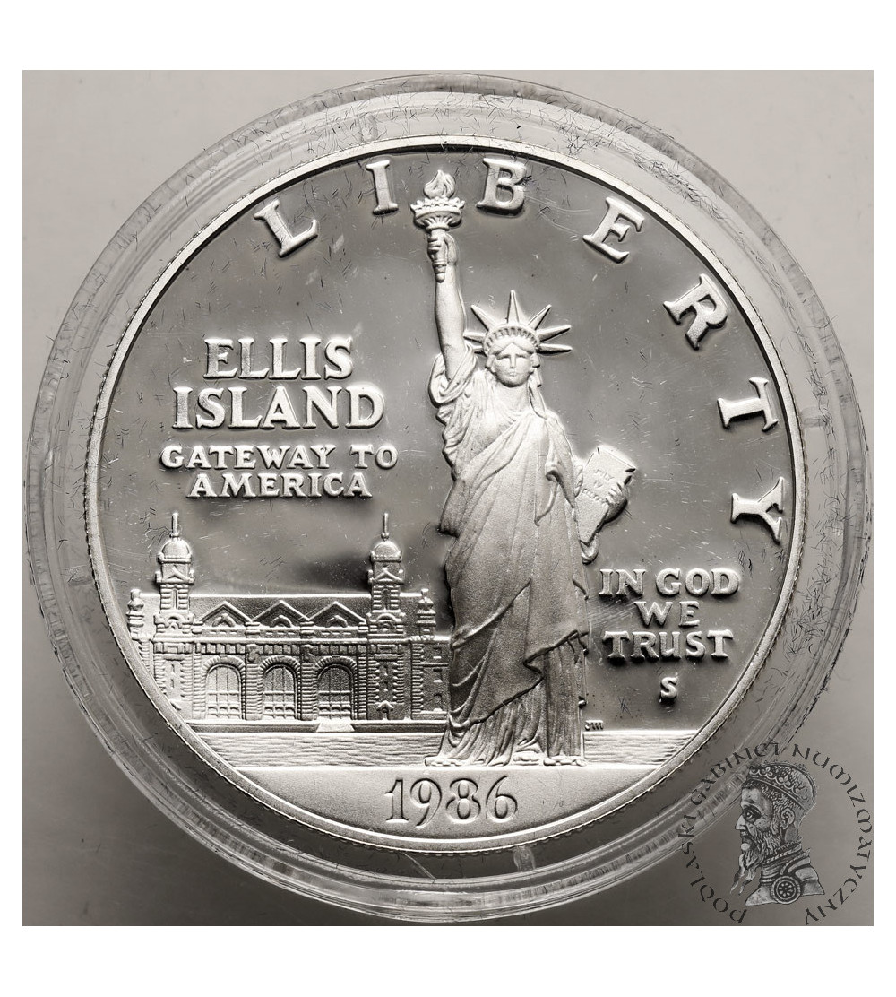 USA. 1 dolar 1986 S, San Francisco, Statua Wolności na wyspie Ellis - Proof