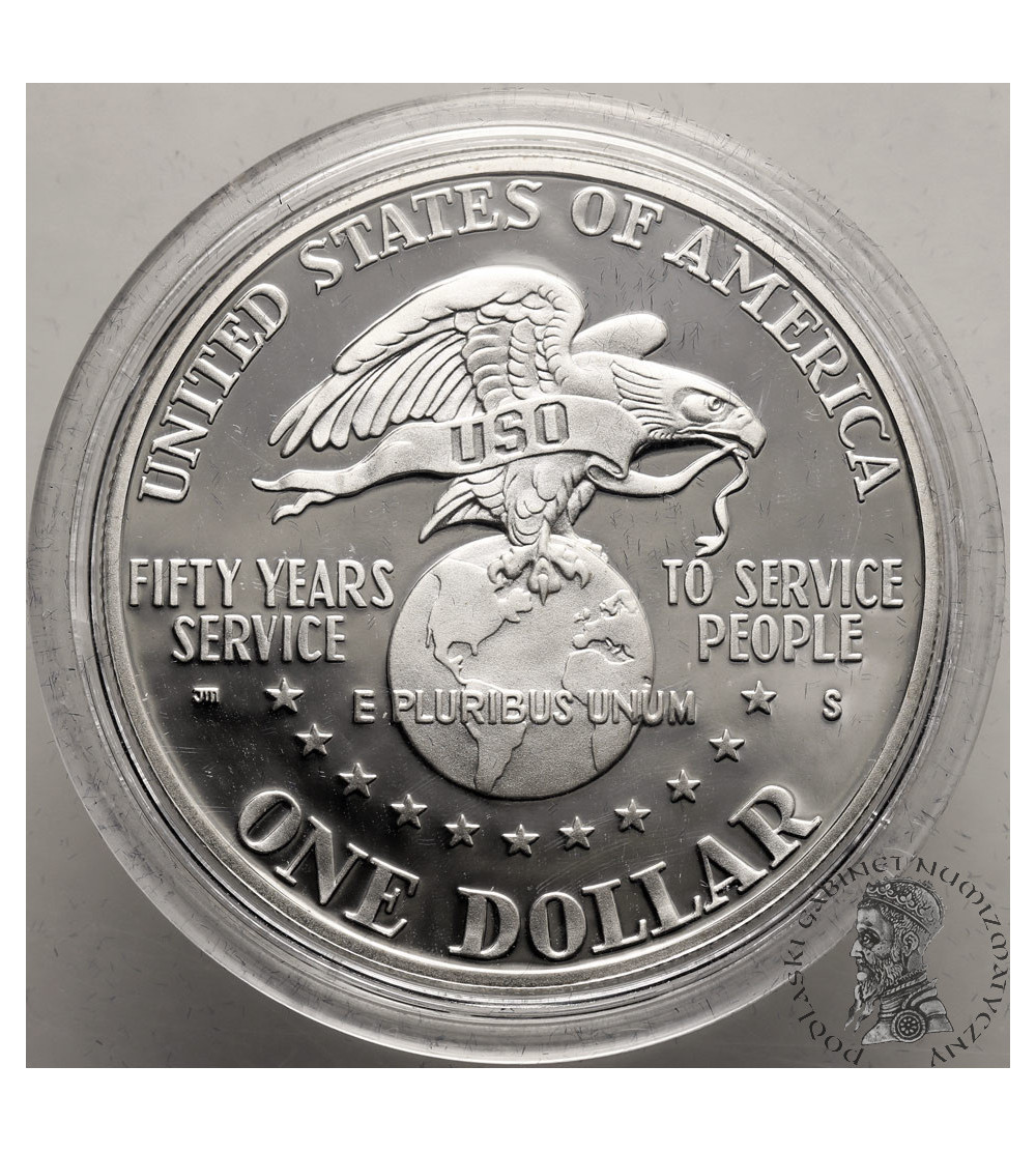 USA. 1 dollar 1991 S, San Francisco, 50th anniversary of the United Service Organisations - Proof