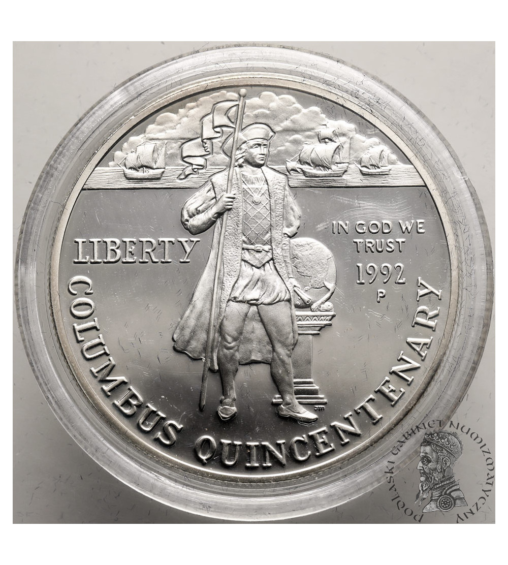 USA. 1 Dollar 1992 P, Philadelphia, 500th anniversary of Columbus' discovery of America - Proof