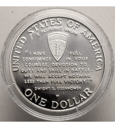 USA. 1 Dollar 1995 W, West Point, D-Day, 50th anniversary of the end of World War II - Proof