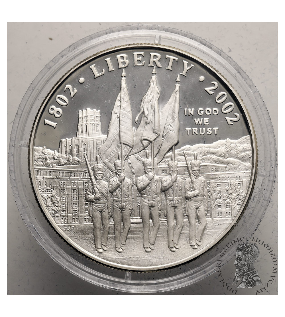 USA. 1 Dollar 2002 W, West Point, 200th anniversary of the United States Military Academy at West Point - Proof