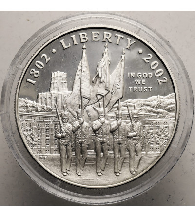 USA. 1 Dollar 2002 W, West Point, 200th anniversary of the United States Military Academy at West Point - Proof
