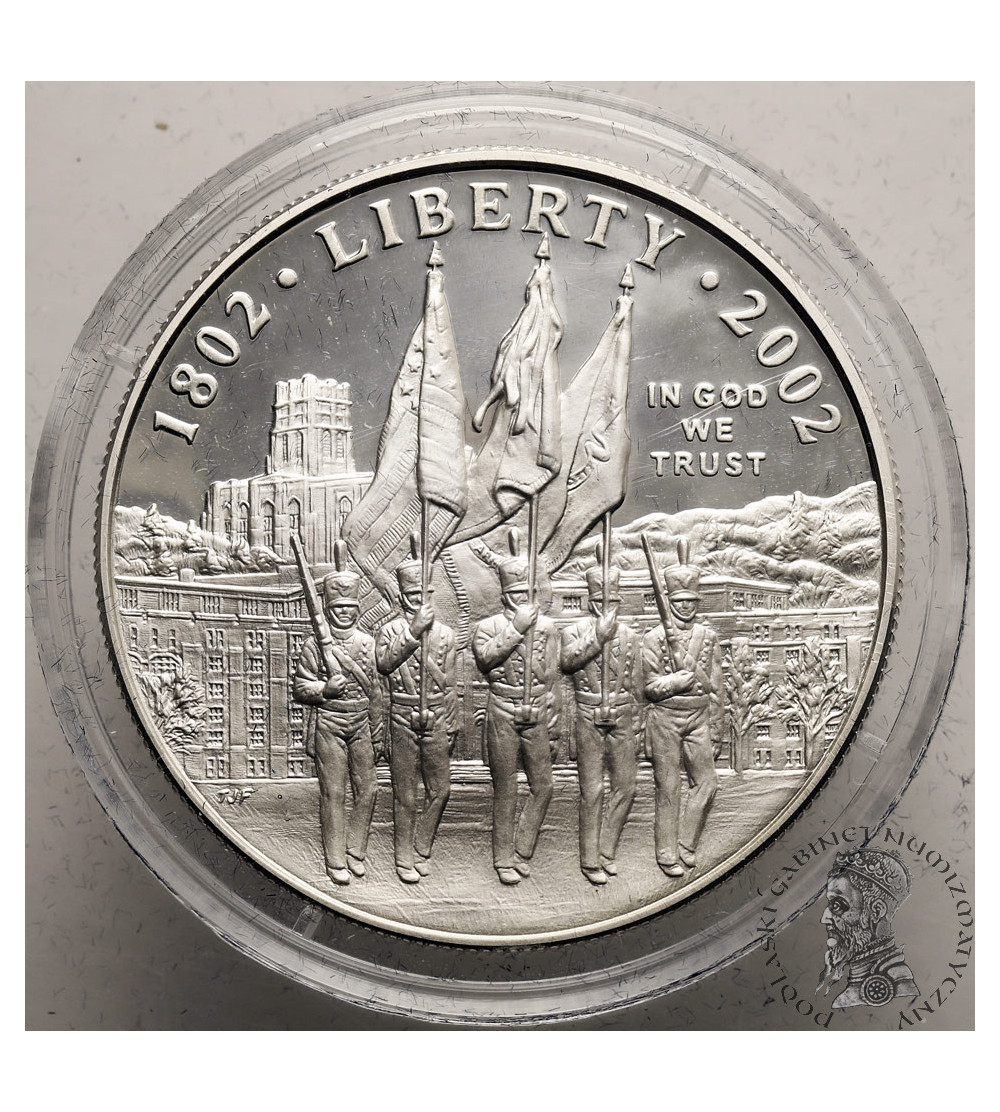 USA. 1 Dollar 2002 W, West Point, 200th anniversary of the United States Military Academy at West Point - Proof