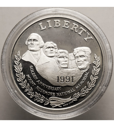 USA. 1 dolar 1991 S, San Francisco, Pomnik Narodowy Mount Rushmore - Proof