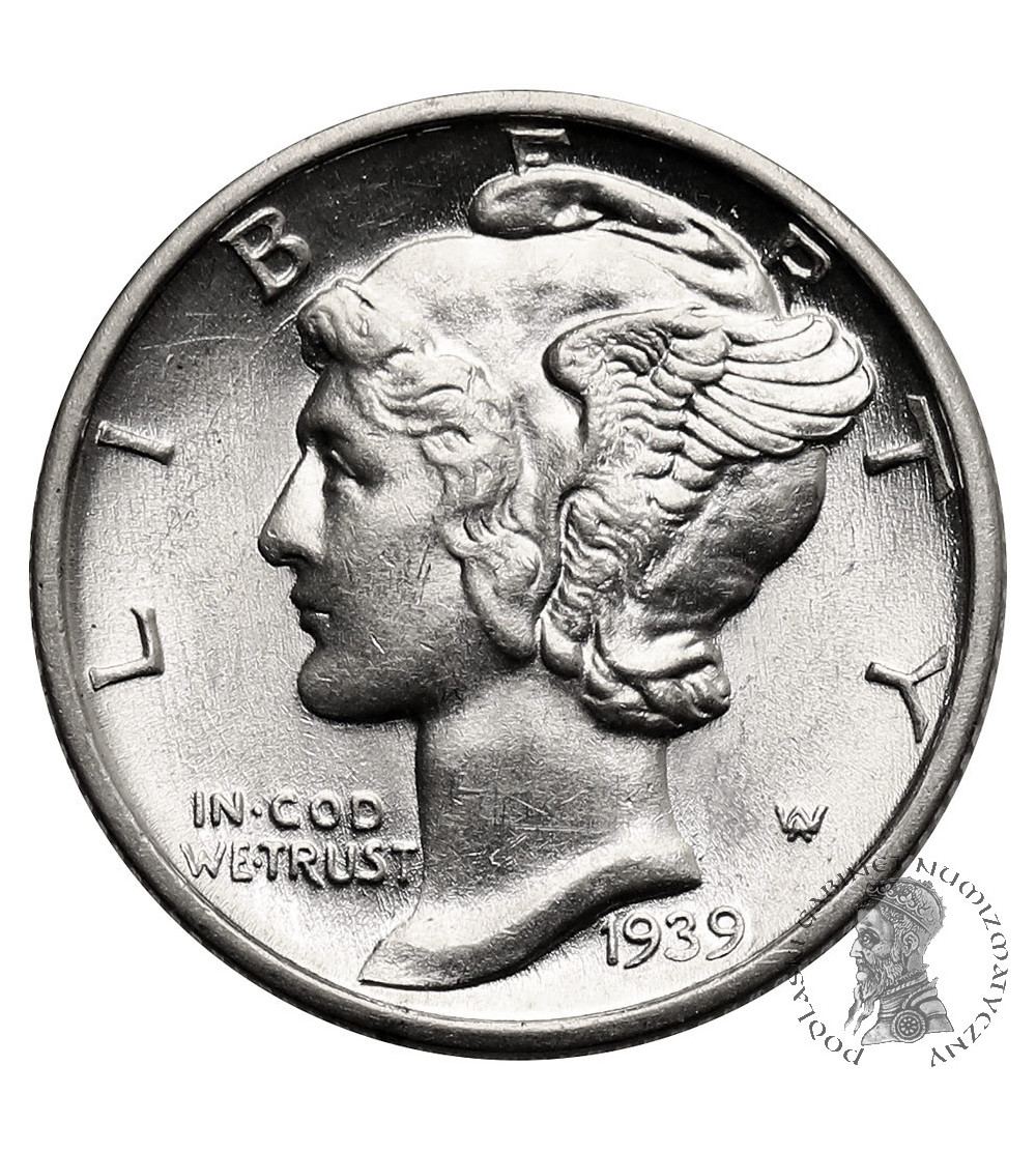 USA. 10 Cents “Mercury Dime” 1939 D, Denver