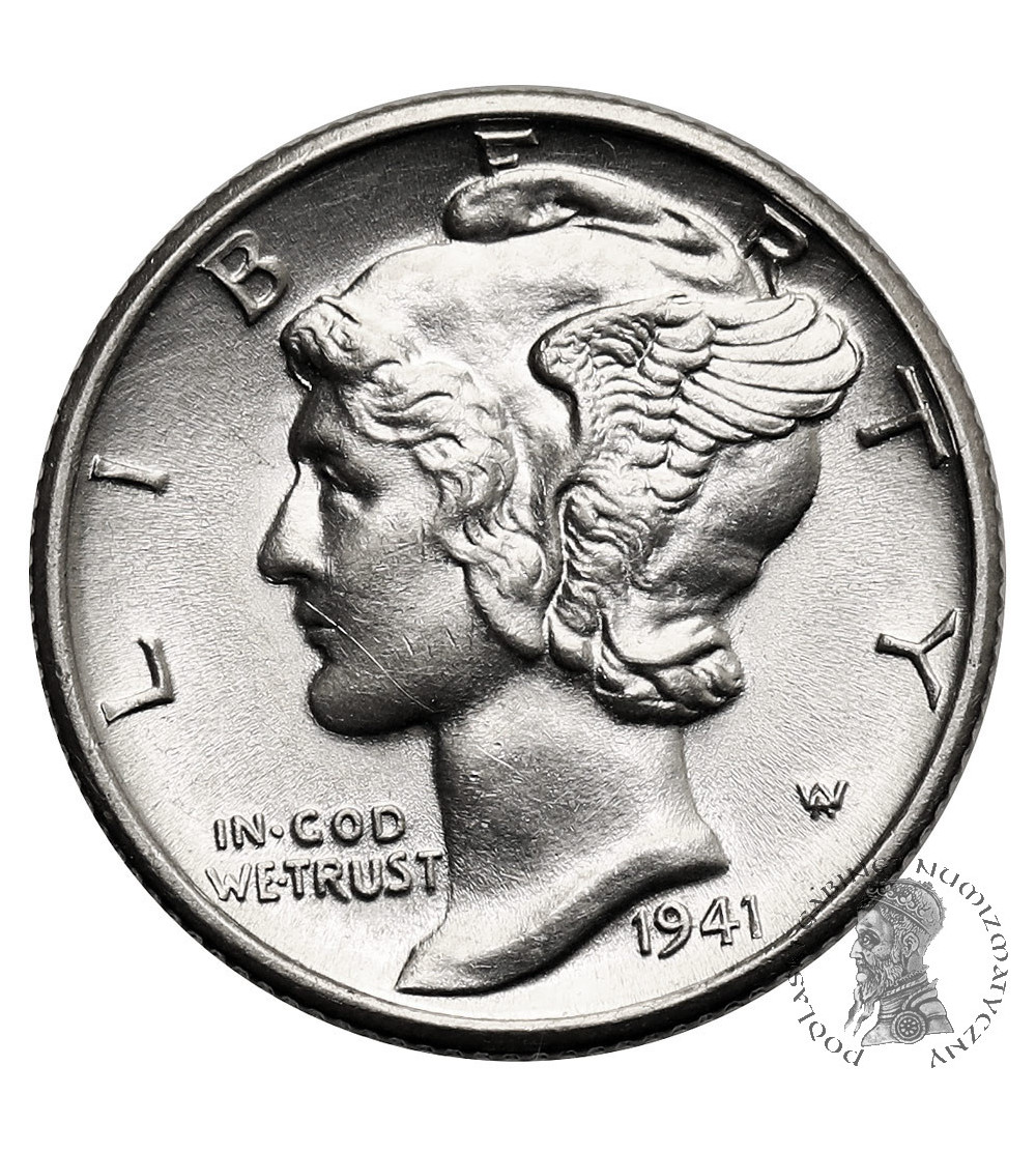 USA. 10 Cents “Mercury Dime” 1941 D, Denver