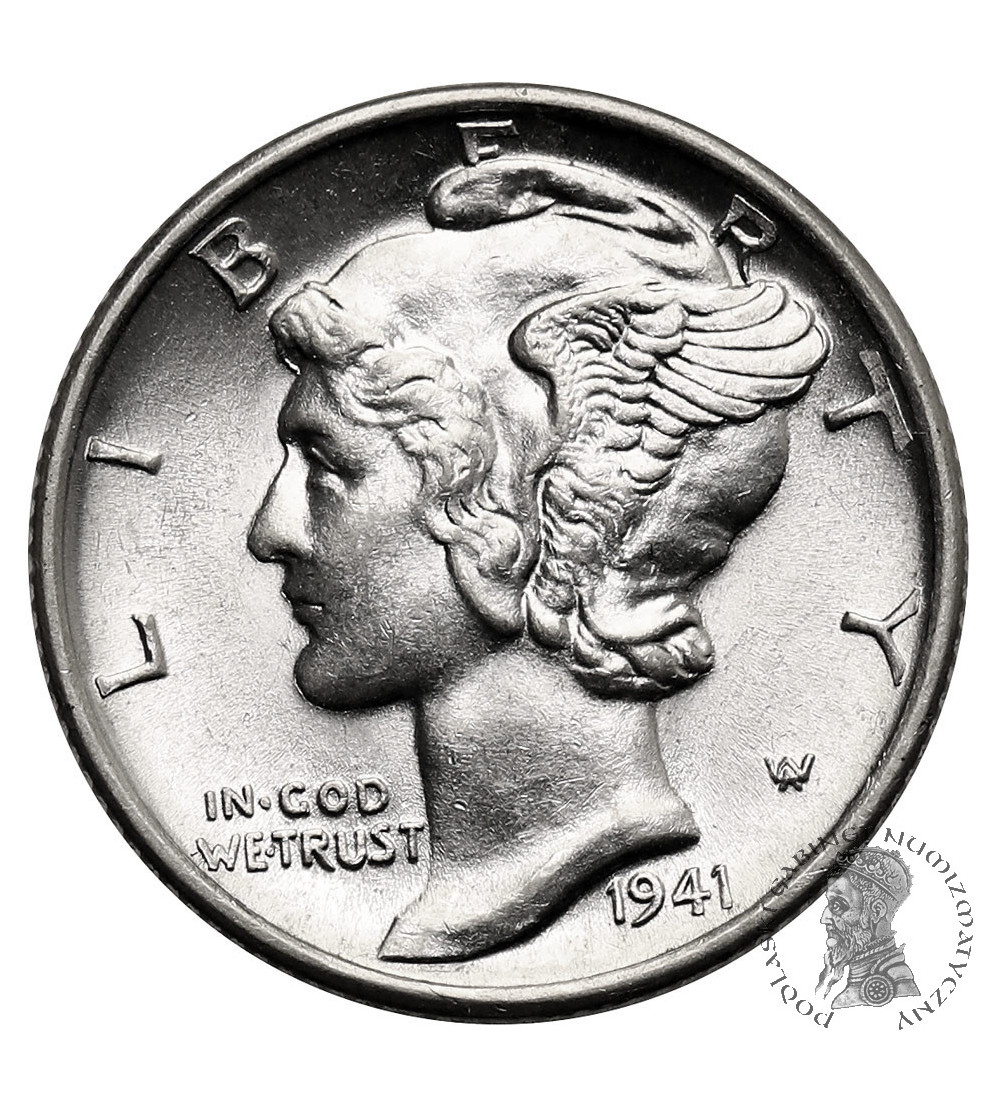 USA. 10 Cents “Mercury Dime” 1941 D, Denver