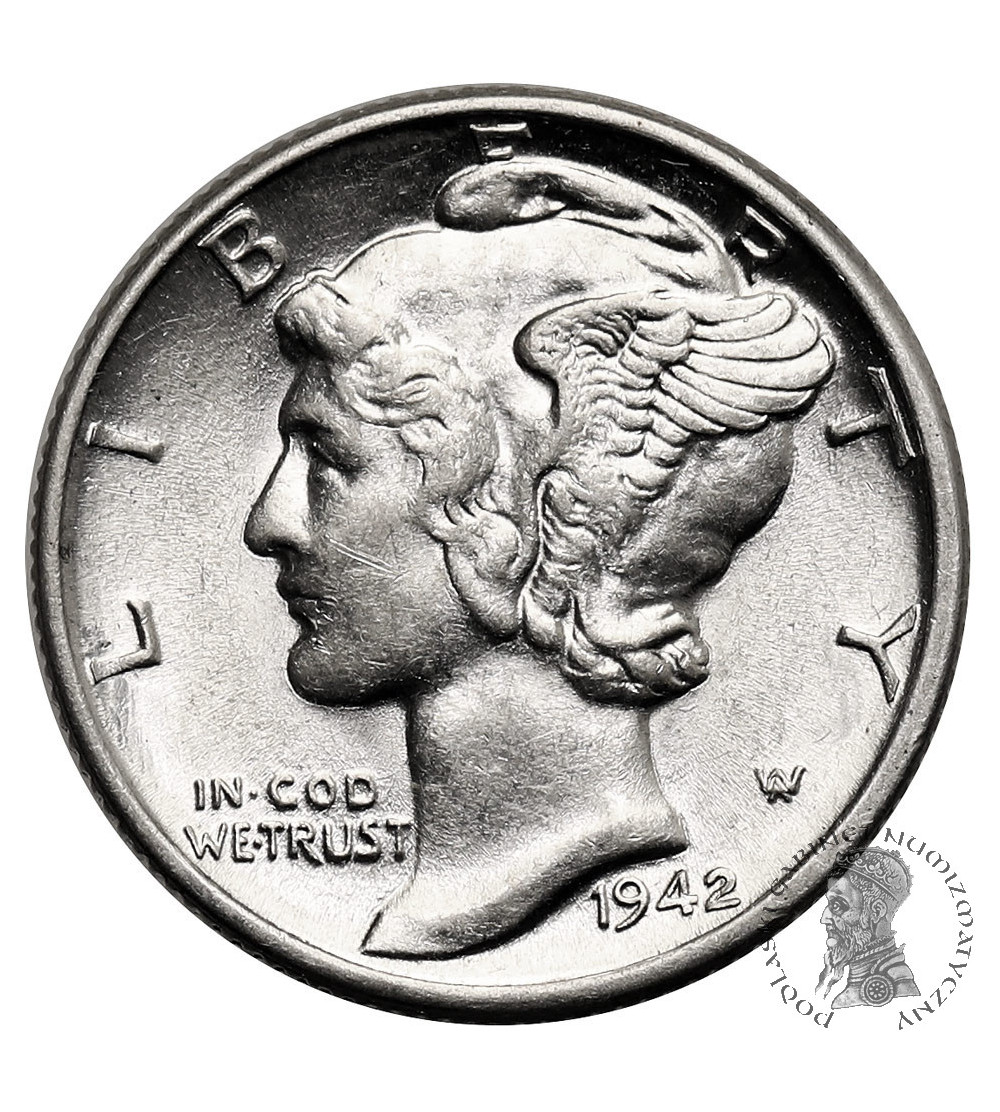 USA. 10 centów ,,Mercury Dime" 1942, Filadelfia