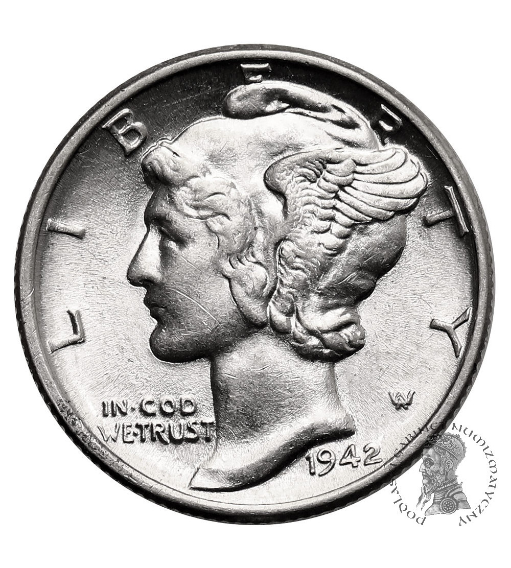 USA. 10 centów ,,Mercury Dime" 1942, Filadelfia