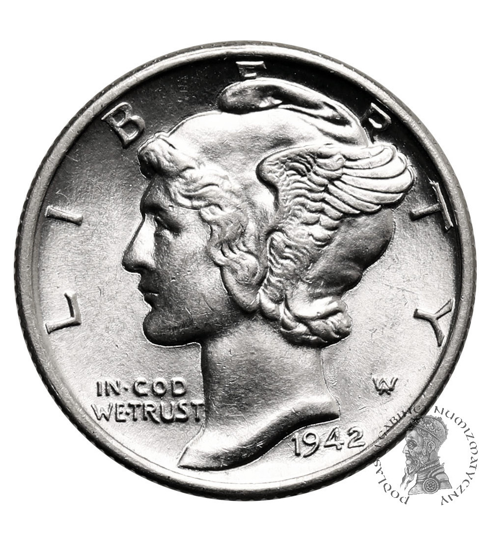USA. 10 centów ,,Mercury Dime" 1942, Filadelfia