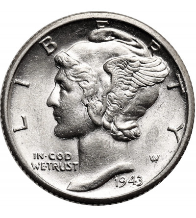 USA. 10 Cents “Mercury Dime” 1943 D, Denver