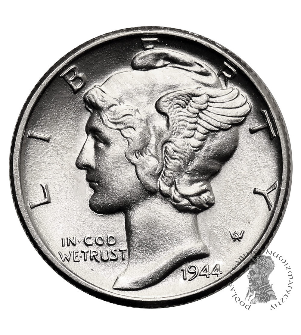 USA. 10 Cents “Mercury Dime” 1944, Philadelphia