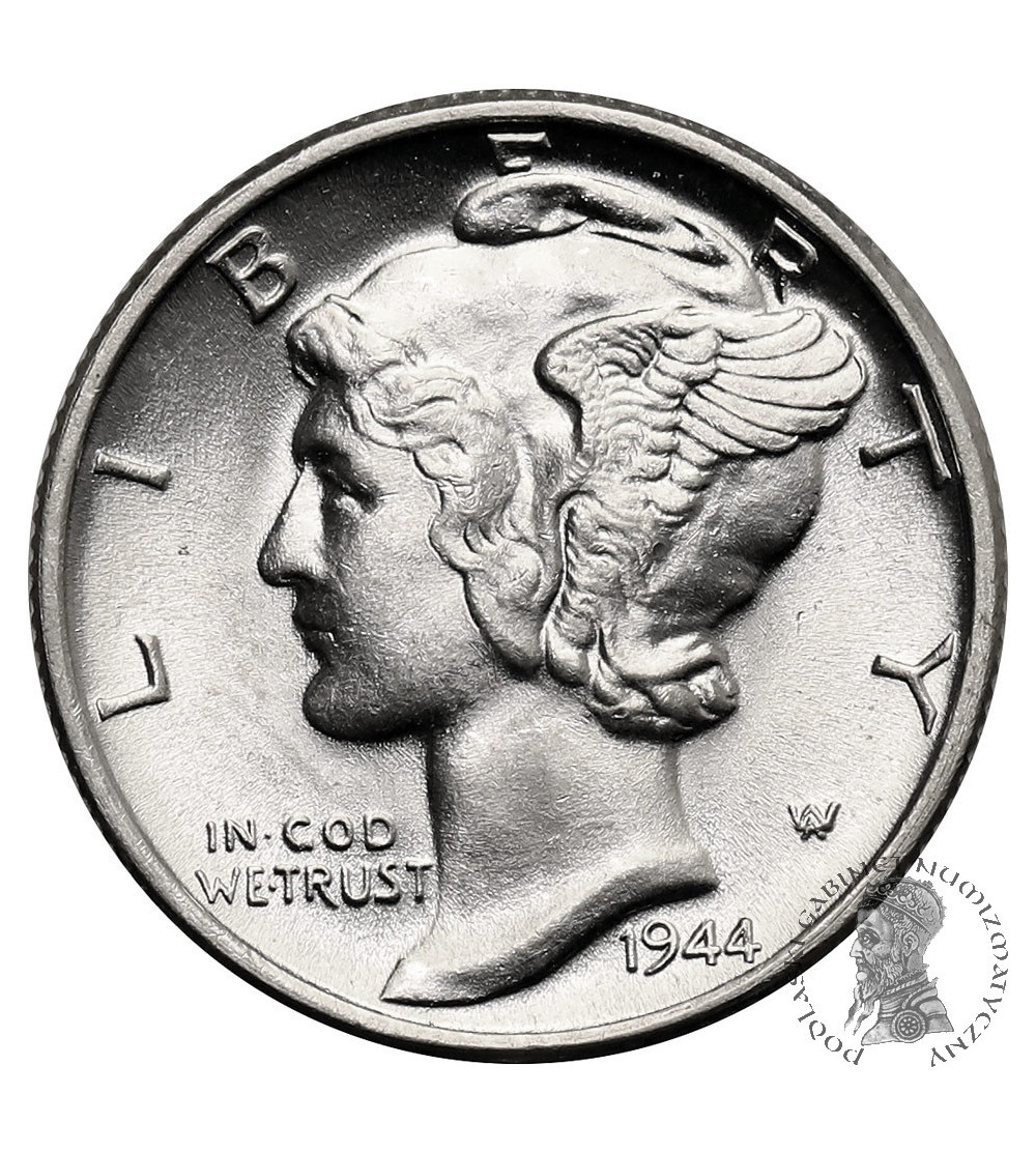 USA. 10 Cents “Mercury Dime” 1944, Philadelphia