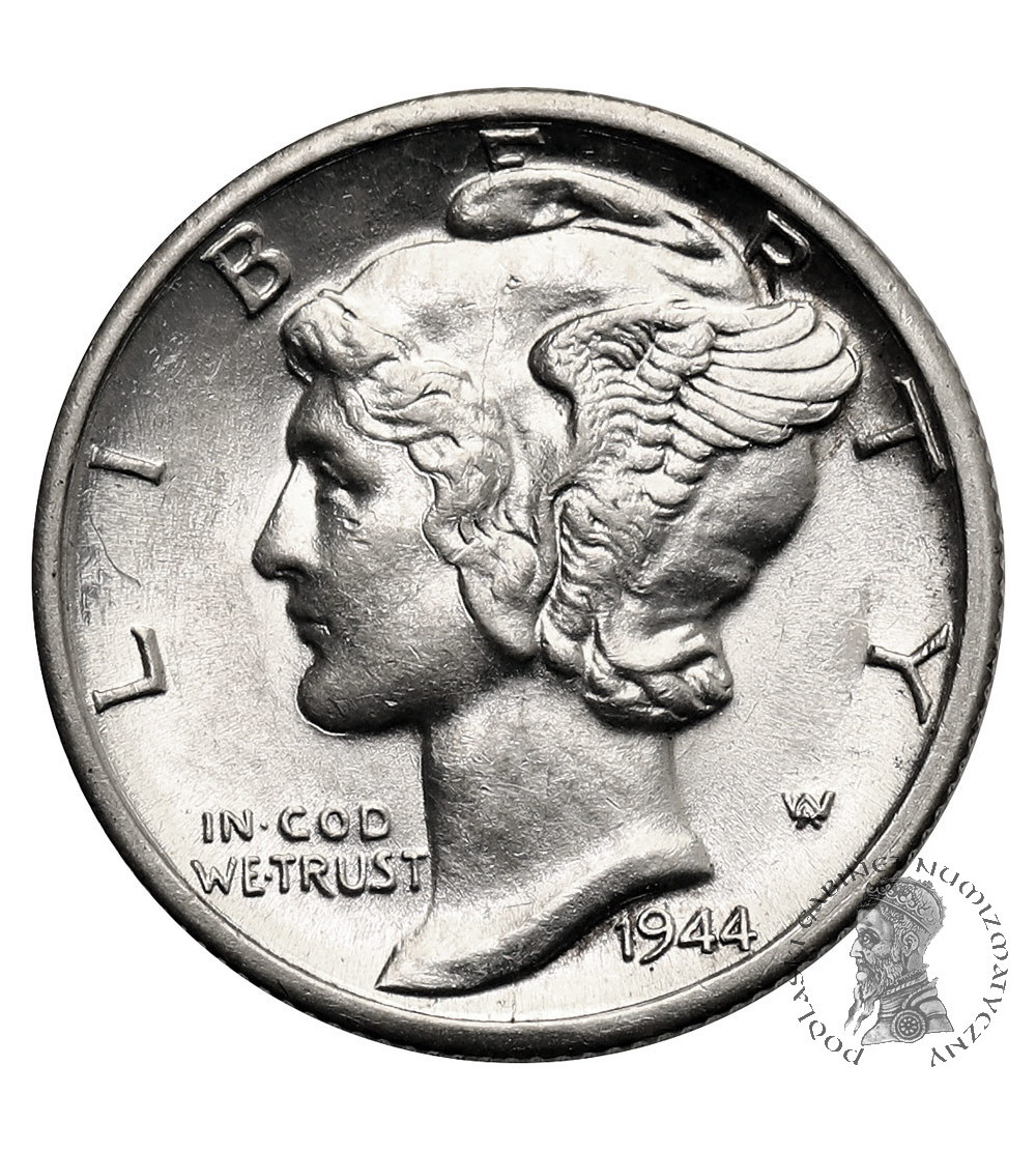 USA. 10 Cents “Mercury Dime” 1944 D, Denver