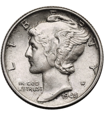 USA. 10 Cents “Mercury Dime” 1945, Philadelphia
