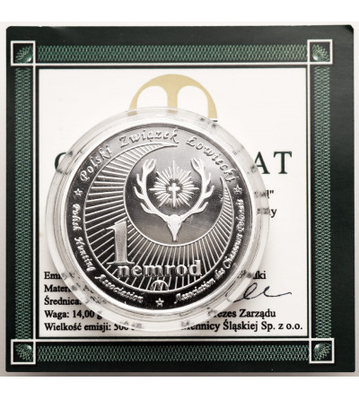 Polska. Srebrny medal / numizmat 1 nemrod  2010, Jeleń szlachetny, Zwierzęta Łowne Polski