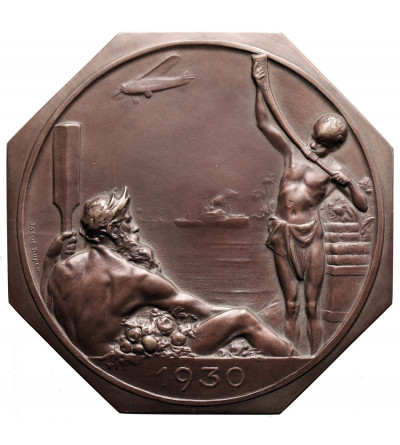 Belgium, Antwerp. Bronze Octagonal Medal 1930, Antwerp International Exhibition, by Josuë Dupon