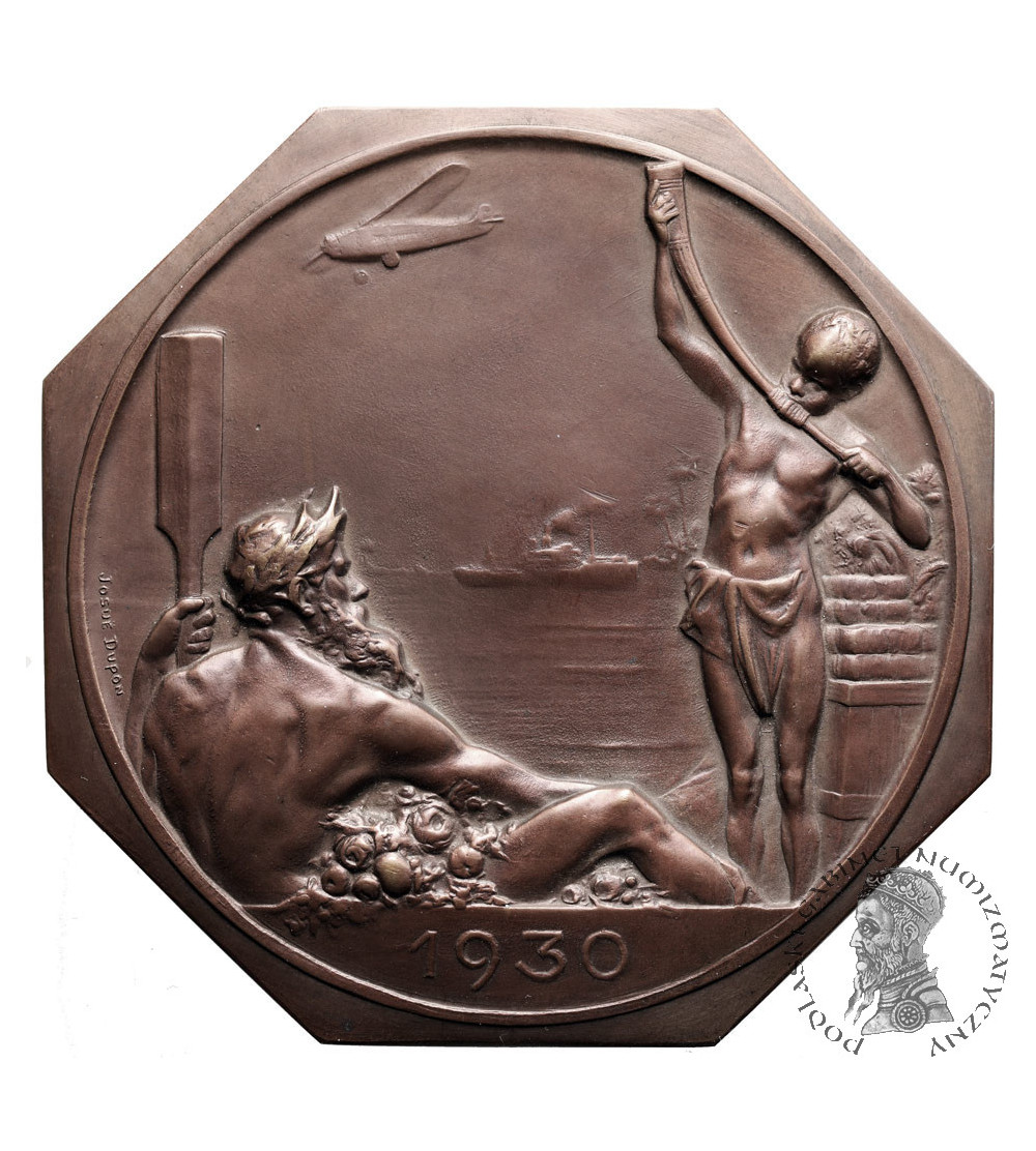 Belgium, Antwerp. Bronze Octagonal Medal 1930, Antwerp International Exhibition, by Josuë Dupon