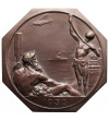 Belgium, Antwerp. Bronze Octagonal Medal 1930, Antwerp International Exhibition, by Josuë Dupon