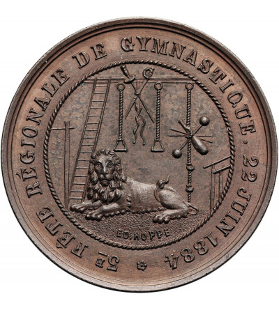 Belgium, Saint Gilles (Brussels), Leopold II (1865-1909). Medal 1884 commemorating the 3rd Regional Gymnastics Festival
