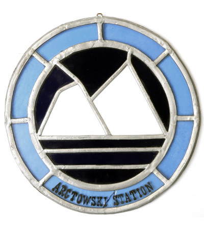 Poland. Commemorative stained glass medallion of the Arctowski Antarctic Station of the Polish Academy of Sciences