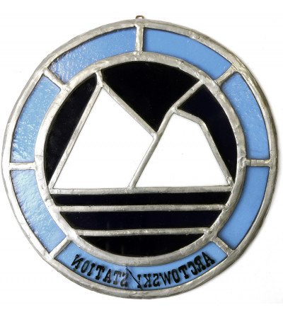 Poland. Commemorative stained glass medallion of the Arctowski Antarctic Station of the Polish Academy of Sciences