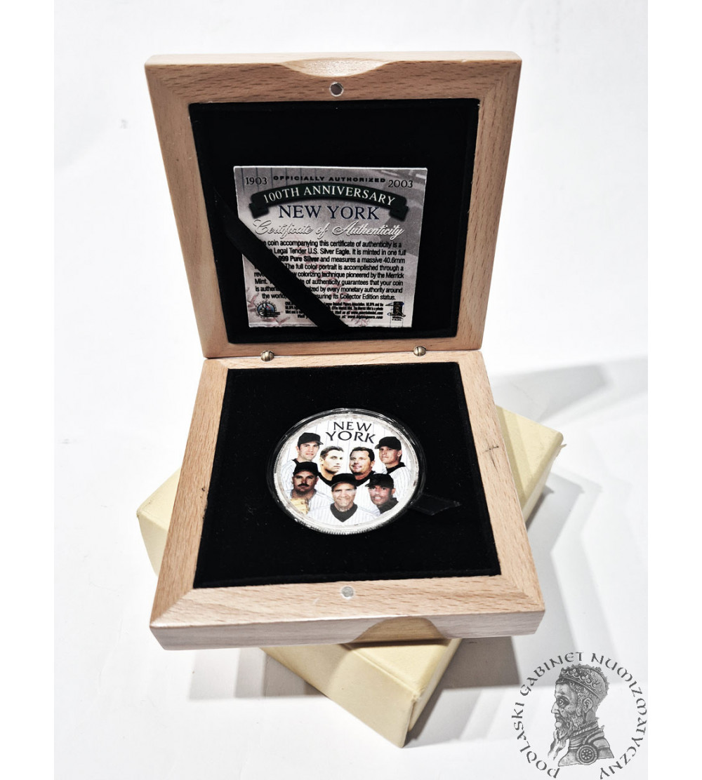 USA. 1 Dollar “American Silver Eagle” 2003, 100th anniversary of New York, Major League Baseball Players Association USA. 1 Dollar “American Silver Eagle” 2003, 100th anniversary of New York, Major League Baseball Players Association