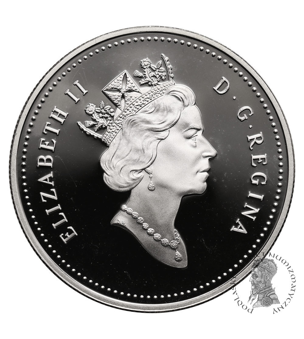 Kanada, Elżbieta II (1952-2022). 1 dolar 1997, 25 rocznica zwycięstwa Kanady na ZSRR, Hokej na Lodzi - Proof